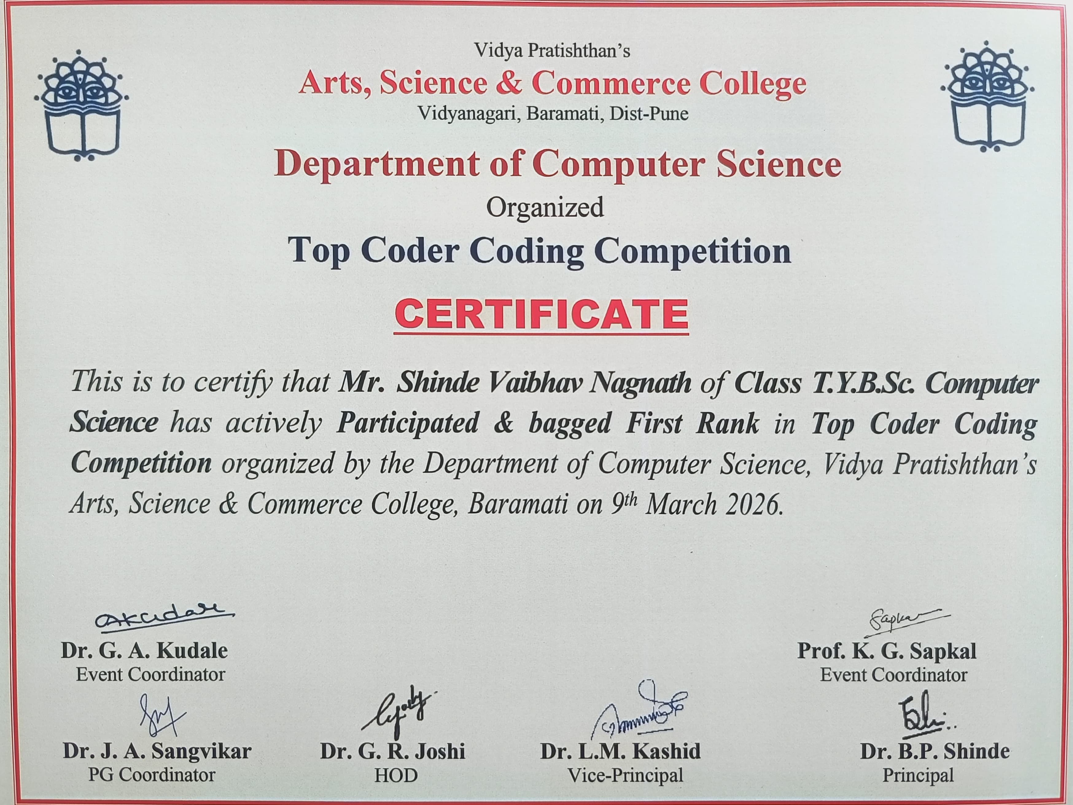 Top Coder Coding Competition - First Rank